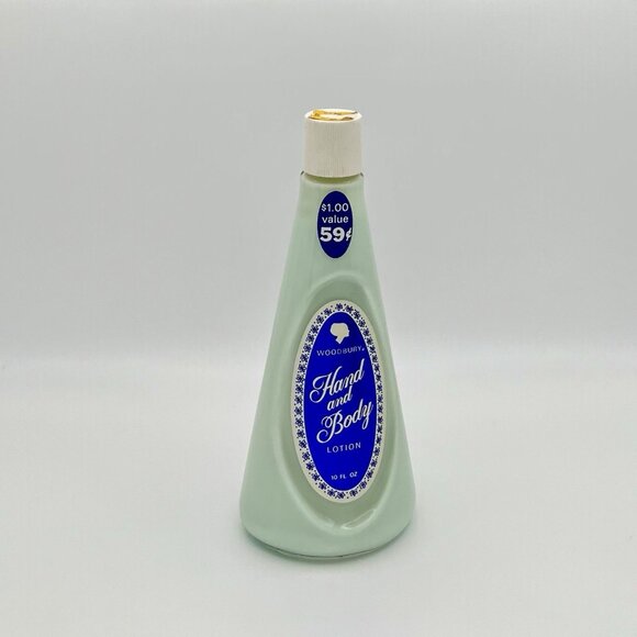 Vintage MCM Woodbury Hand And Body Lotion 10 oz Glass Bottle Andrew Jergens USA - Picture 1 of 4
